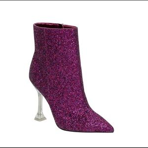 Nine West Tonight Dress Booties Magenta Chunky Glitter